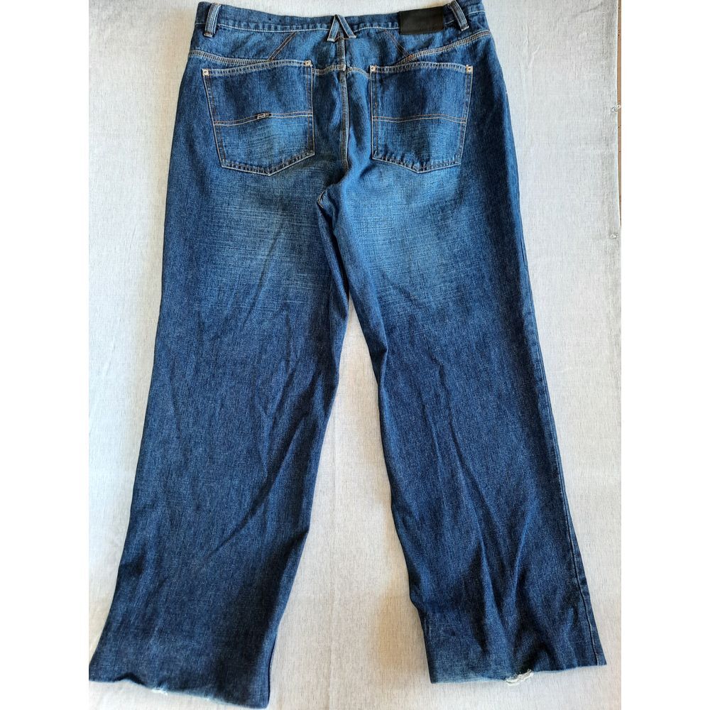 Sean John Men‎ 40 Straight Relaxed Fit Crop Folded Hemp Blue Denim Jeans Cotton